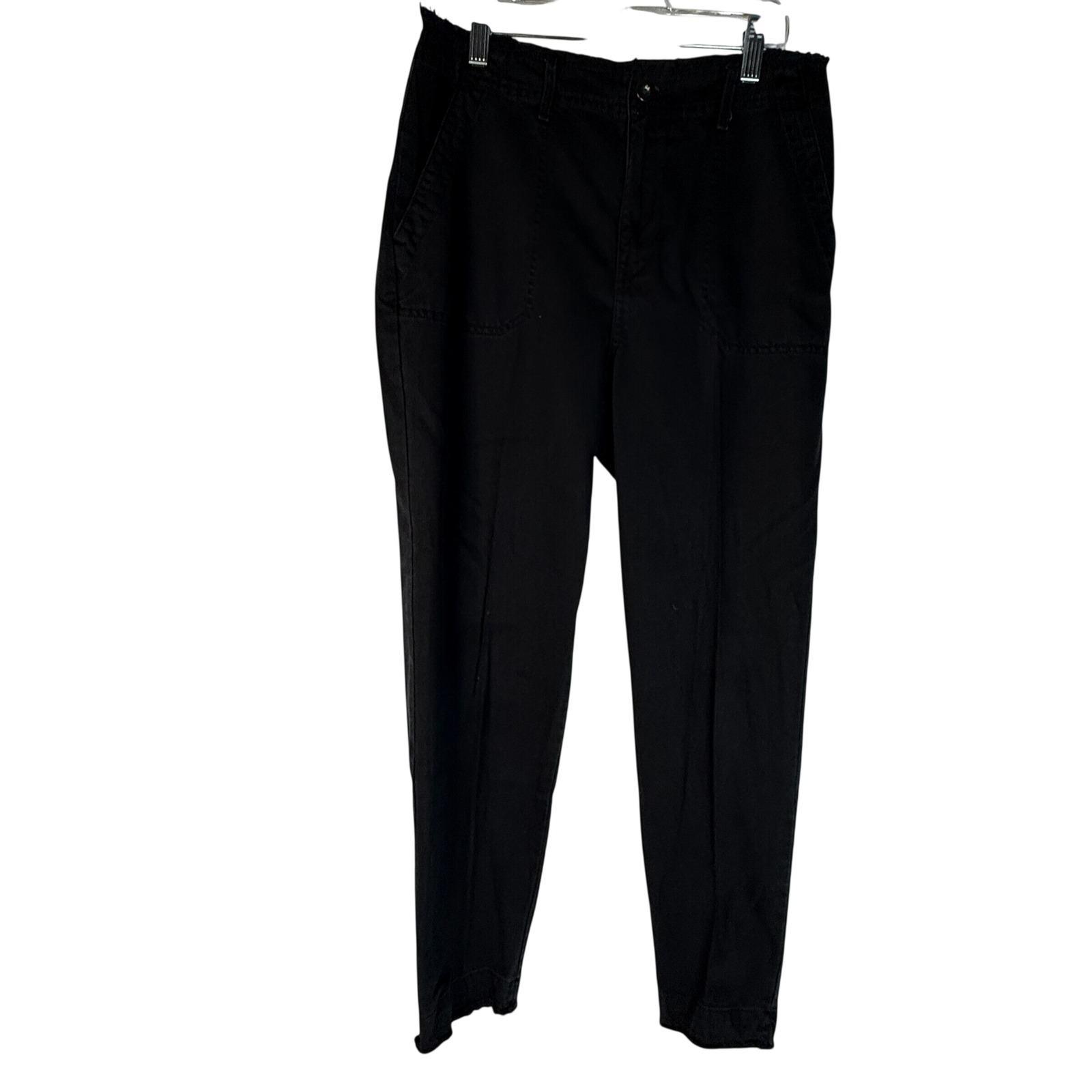 Bella Dahl Black Frayed Hem Tapered Utility Pants Women's Size 28 Cotton Tencel